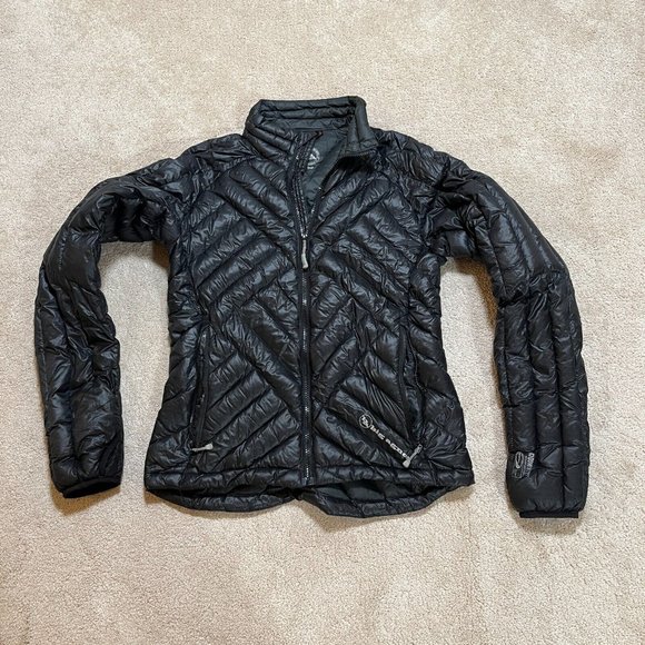 Womens Big Agnes Down Jacket Coat Water Repellant Downtek Black Small EUC - Picture 1 of 10